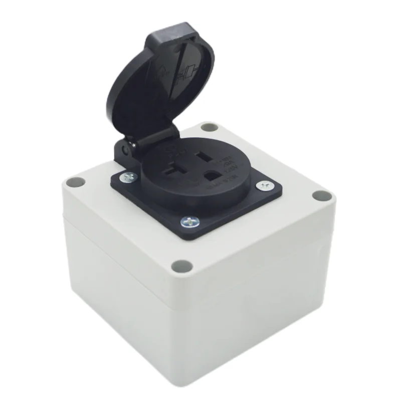 Black 125V 20A IP44 CE America Japan Multifunction Outdoor US Industry Waterproof AC Outlet Power Wired Receptacle Socket
