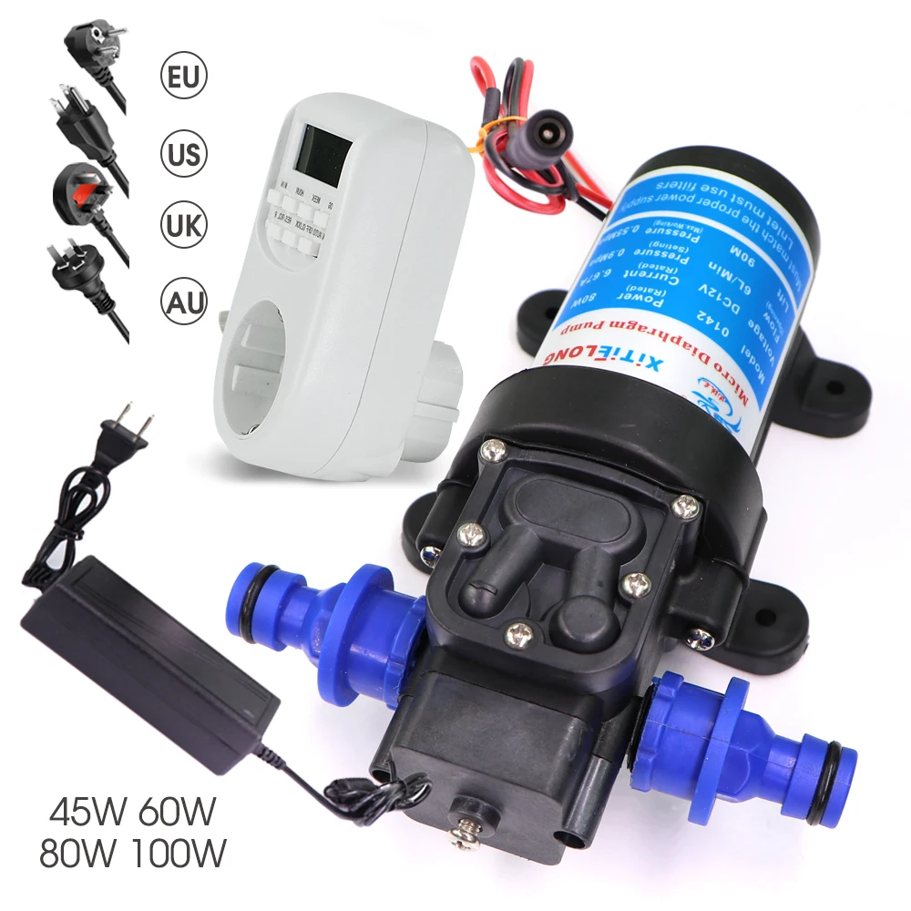 45-100W Boosting Pressure Diaphragm Pumps W/ 16mm Nipple Power Supply 110-240V for Home Gardening Hose Irrigation Car Washing