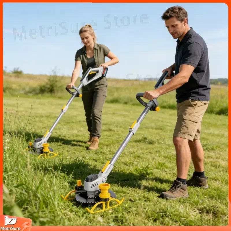 Cordless Lawn Mower Battery Powered Grass Trimmer Brush Cutter Weed Eater Garden Tool for Lawn Edging and Trimming