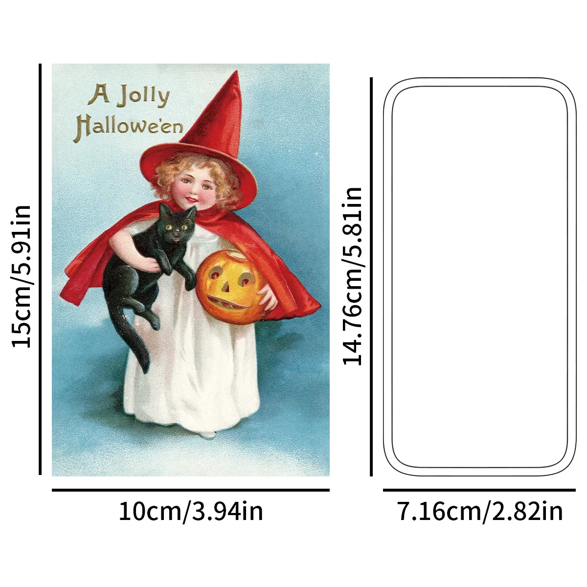 12pcs Vintage Halloween Postcards Set,Classic Witch & Pumpkin Illustrations,Retro Halloween Greeting Cards Festive Decorations