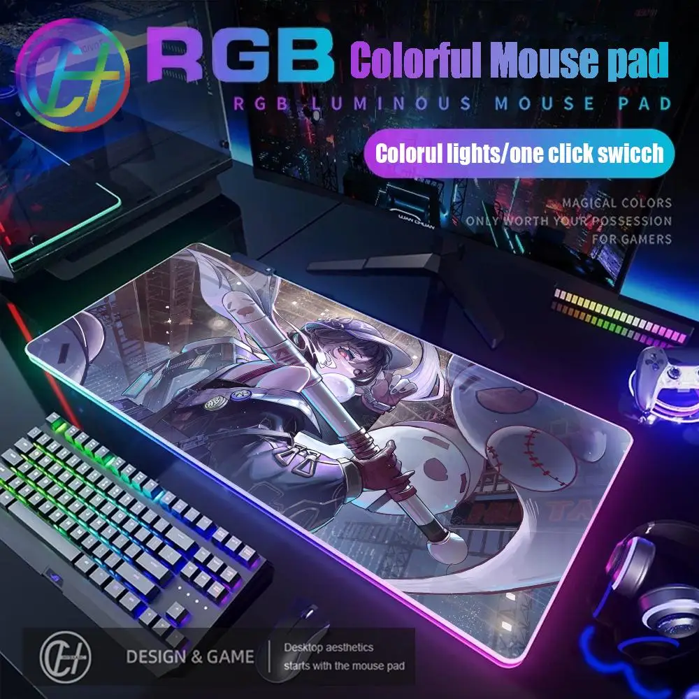 

HYBXAXC XXL Mouse Pad RGB Gaming Mouse Pad Desk Mat HD Gamer Large LED Light XXL Hu Tao Genshin Impact Mouse Pad