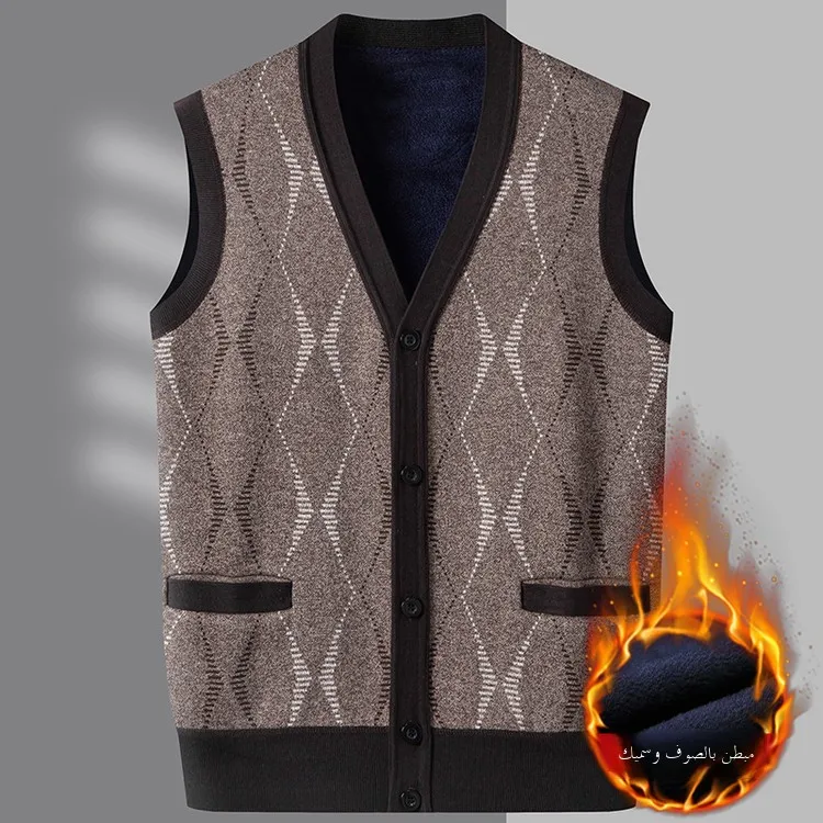 

Casual Sle Knitted Sweater with ket Standized Fiber Blended Winter Thiened Men's Faion Soft Modal Polyester