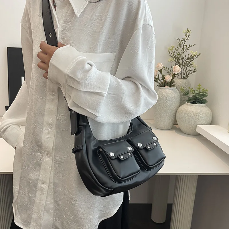 Y2K Vintage handbags women spring high street PU Leather Underarm Bags ladies Pocket Design Fashion female Shoulder Bag