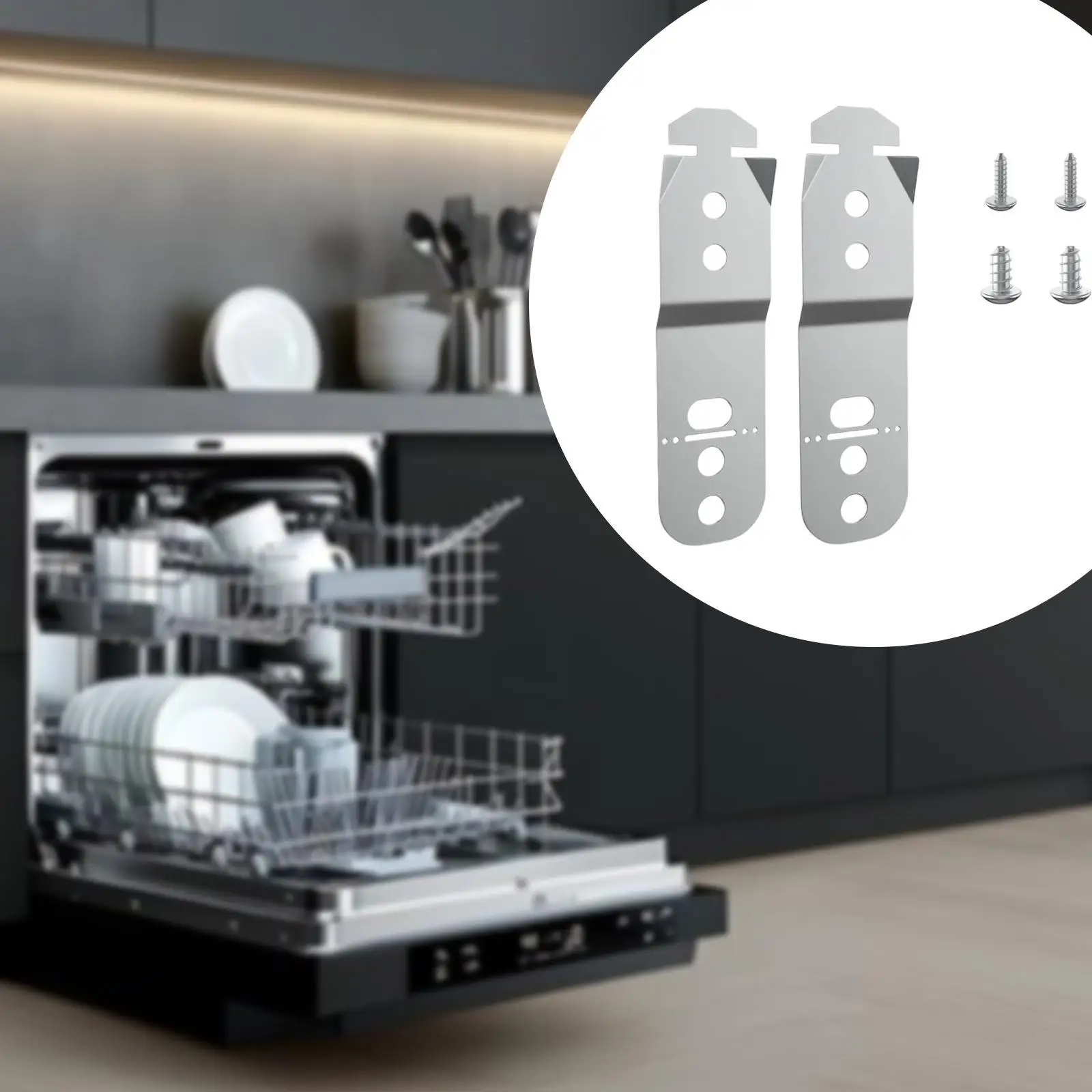 Dishwasher Mounting Bracket with Screws Commercial Grade Heavy Duty Sturdy Easy to Install Galvanized Iron Accs Replace Parts