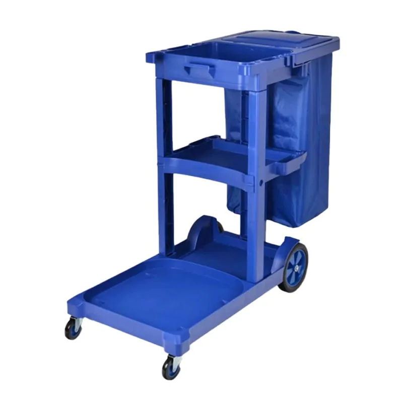 

Multifunctional Hotel Housekeeping Cleaning Cart Silent Trolley for Property Hospital Janitor Linen Storage Utility Tool Cart