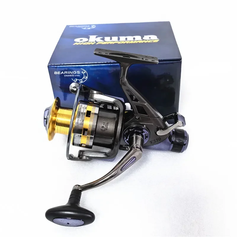 OKUMA Metal Wire Cup Fishing Reel 20KG9+1BB Front and Rear Brakes for Long-distance Sea Fishing Vessel 3000-6000