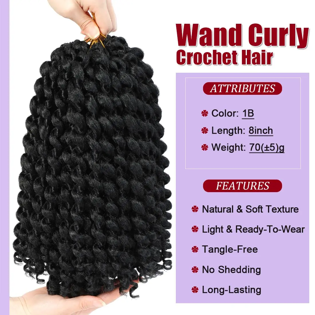 Jamaican Bounce Crochet cabelo para mulheres negras, Jumpy Wand Curl, 4 Pack pode uma cabeça cheia, Cabelo encaracolado Crochet, 12"