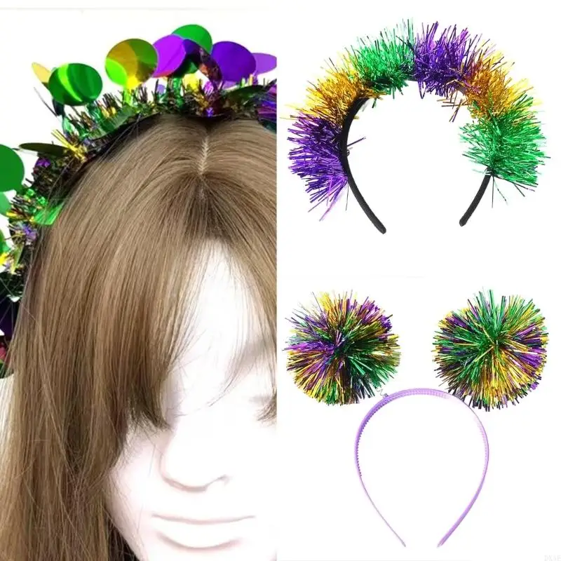 DXAE Tinsel Flapper Stirnband Masquerade Kopfstück Mardi Gras Art Haarzubehör