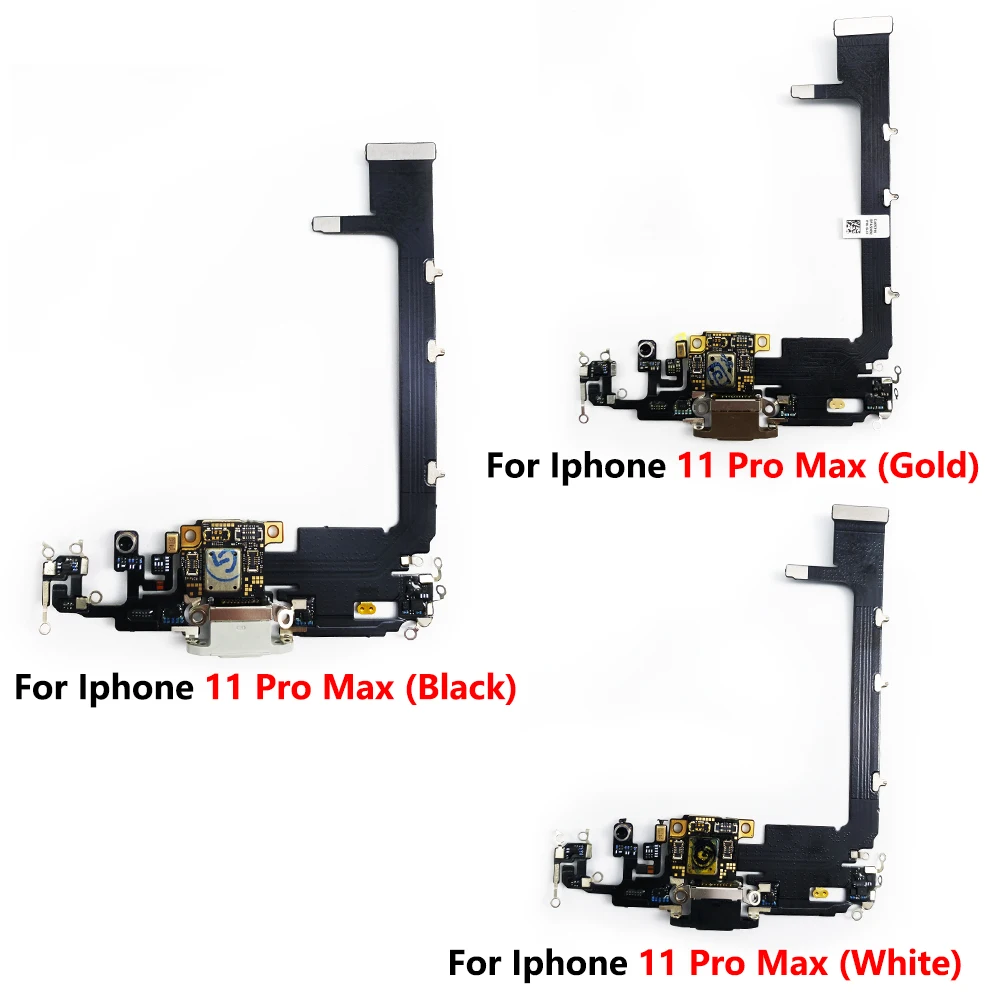 10 Pcs USB Charging Port Board Flex Cable Connector Parts For Iphone 11 Pro Max Microphone Module