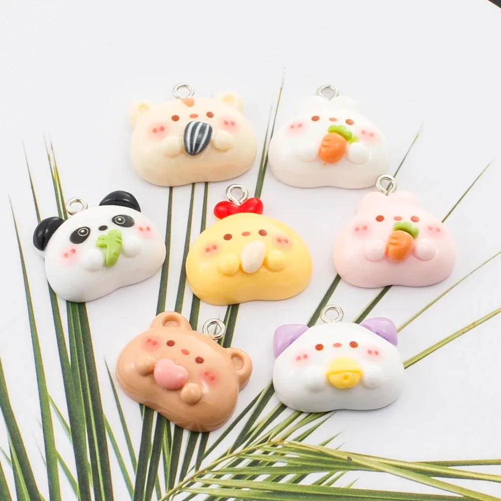 10 قطعة المعلقات الراتنج الحيوان لطيف الكرتون الباندا الدب خنزير أرنب السحر ل القرط قلادة المفاتيح Diy بها بنفسك مستلزمات صناعة المجوهرات