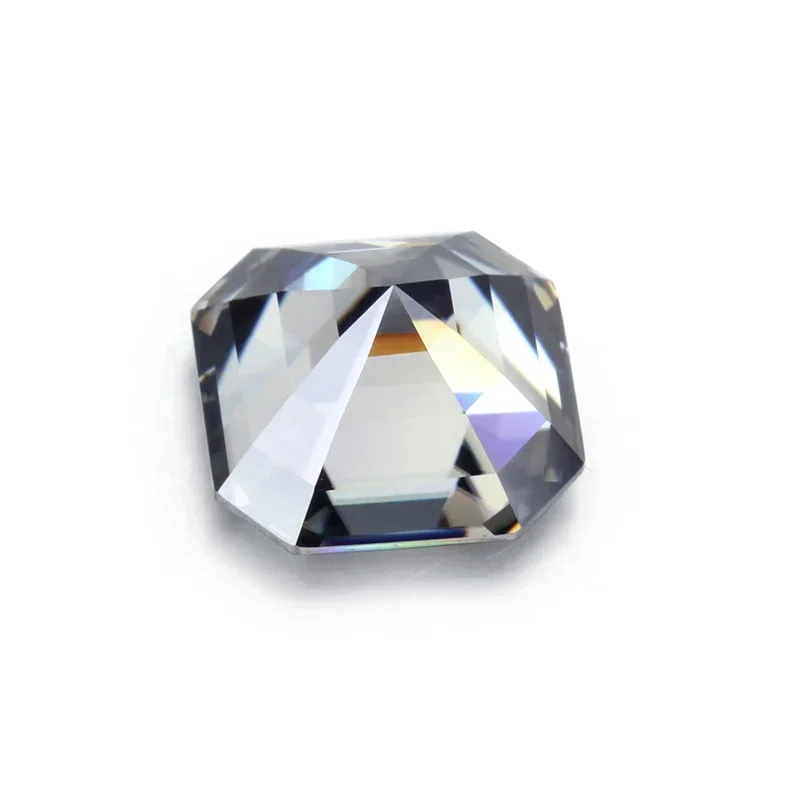 

Moissanite Gray Color Asscher Cut Lab Grown Artificial Gemstone For DIY Jewelry Making Material Pass Tester With Cer