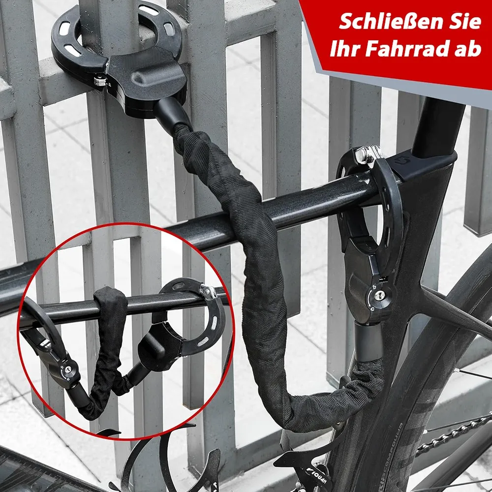 E-Scooter-Sicherheitsschlösser, Kettenhandschellenschloss, 60 cm langes E-Scooter-Schloss, wasserdichte Tasche, Schwarz – Detail 7