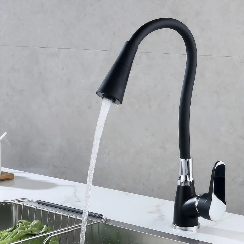 Kitchen Faucet Hot and Cold Colorful Universal Silicone Rubber Hose Spray Two-Mode Sink Faucet