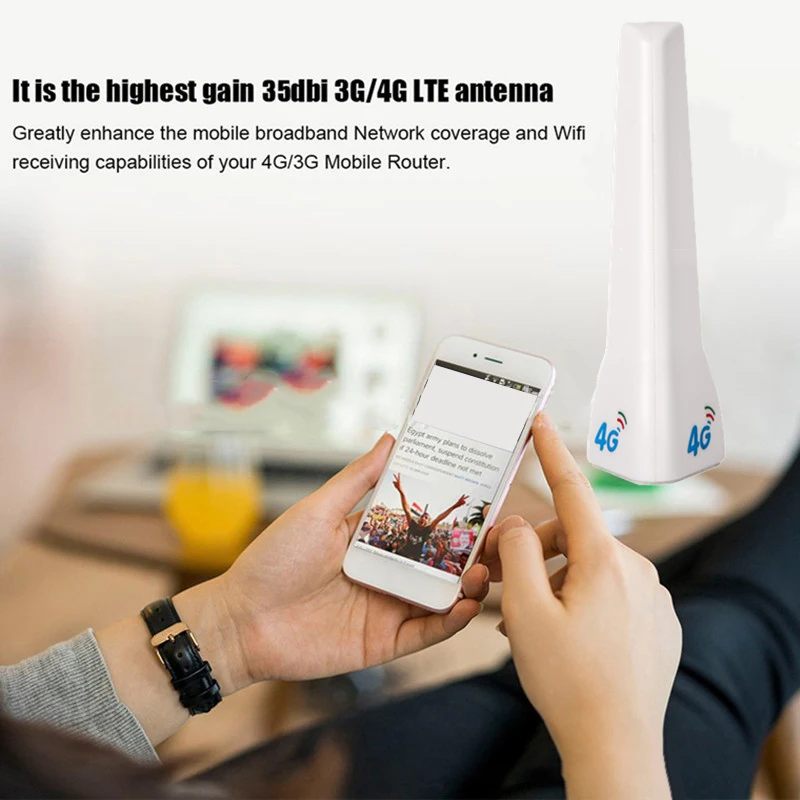 4G LTE External Antenna Indoor Antenna 29dBi SMA Male CRC9 TS9 Connector With Dual 2M Meter Extension Cable for Router Modem