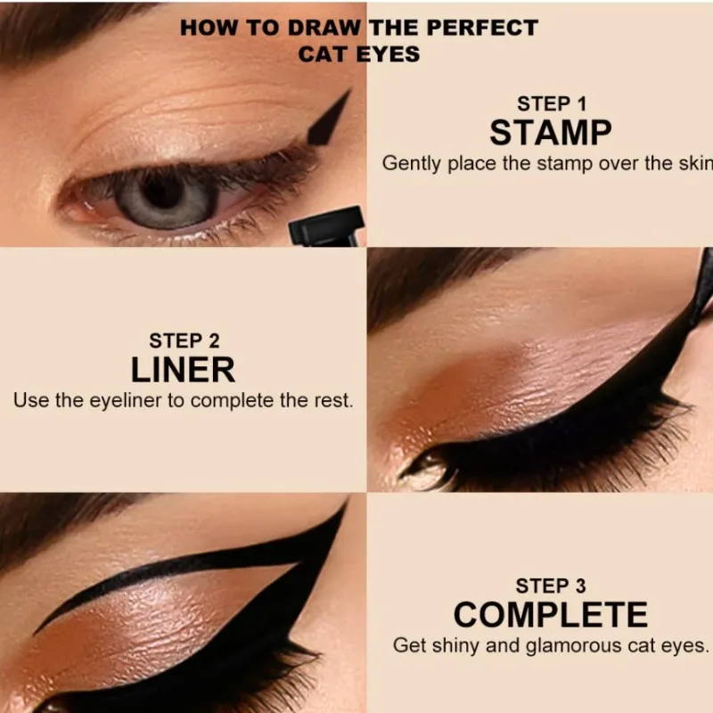 Best Selling Eyeliner Stamp Black Liquid Eyeliner Pen Double-ended Waterproof Fast Dry Eye Liner Pencil Cosmetic For Women