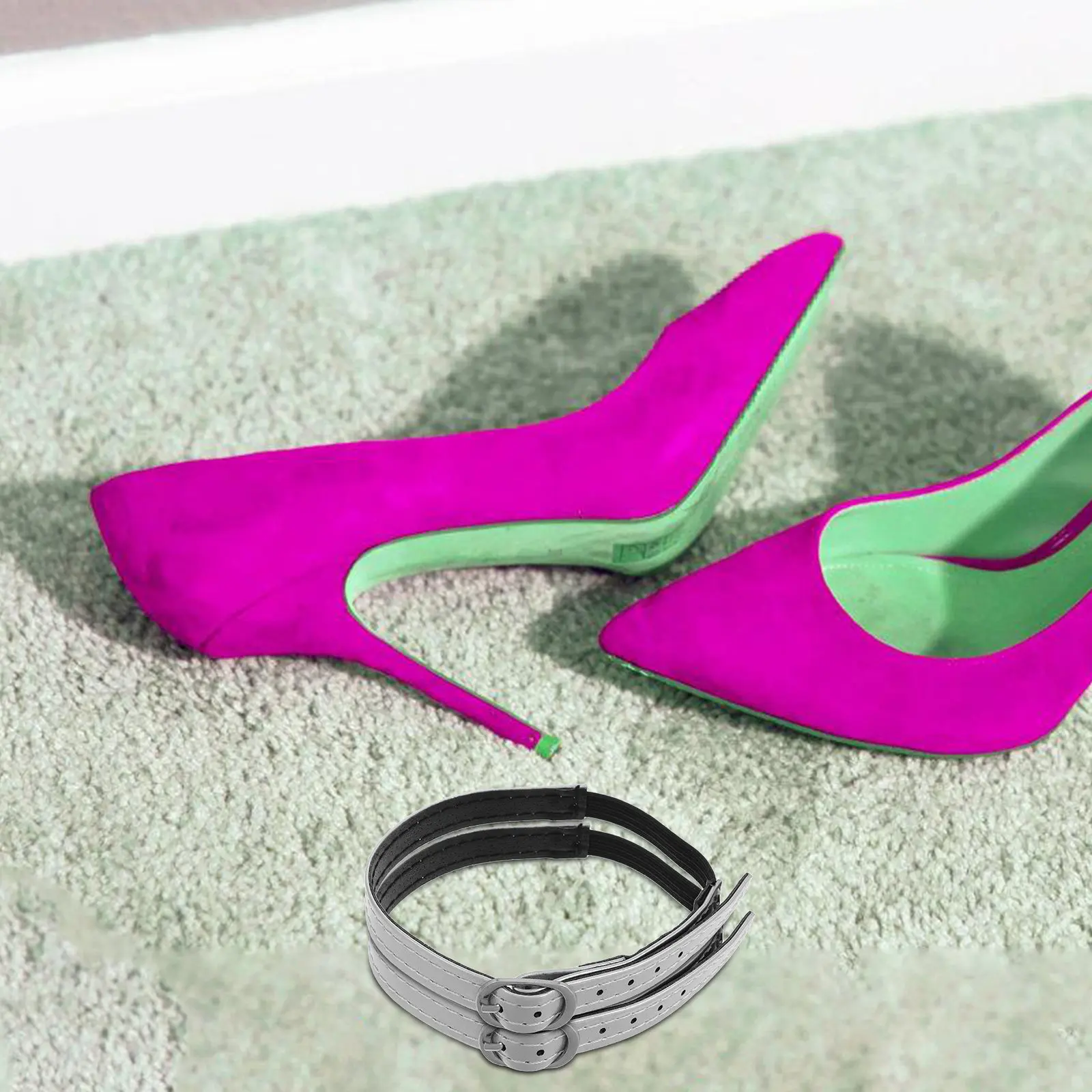 

1 пара регулируемых эластичных ремешков для обуви на высоком каблуке, не требующих установки, противоскользящие, надежные аксессуары для обуви, для туфель на каблуке и балеток