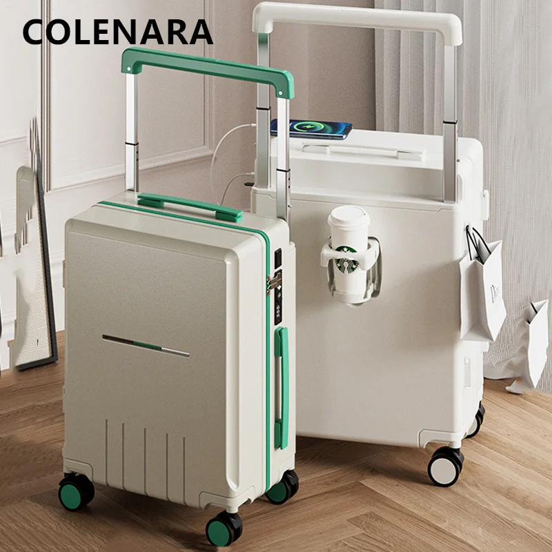 

COLENARA Men's Luggage 20"24Inch Boarding Case PC Trolley Case USB Charging Password Box Women's with Wheels Rolling Suitcase