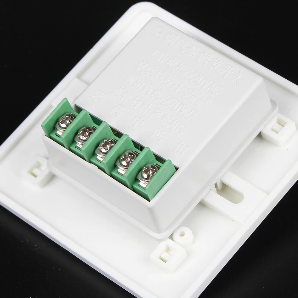 

Panel Fan Controller Fan Coil Three-Speed Switch For Central Air Conditioning White Wind Speed Regulator Durable Fireproof