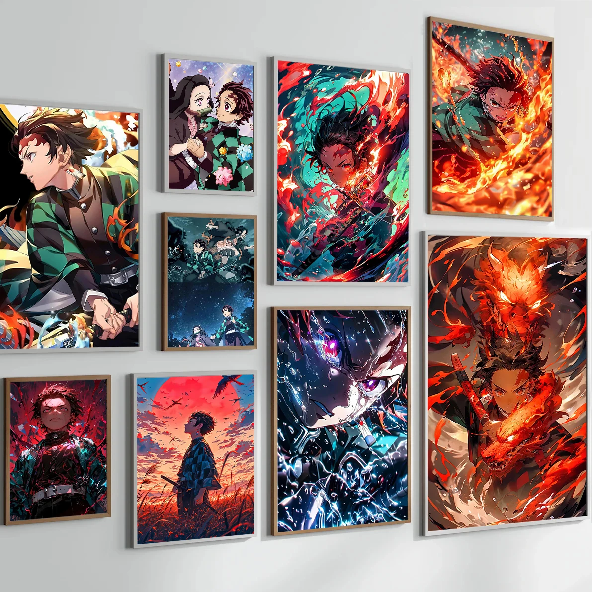 

Tanjiro Anime Wallpaper Figures Self-adhesive Poster HD Nezuko Decor Home Decoration Painting Cartoons D-Demon Slayer Kid Gift