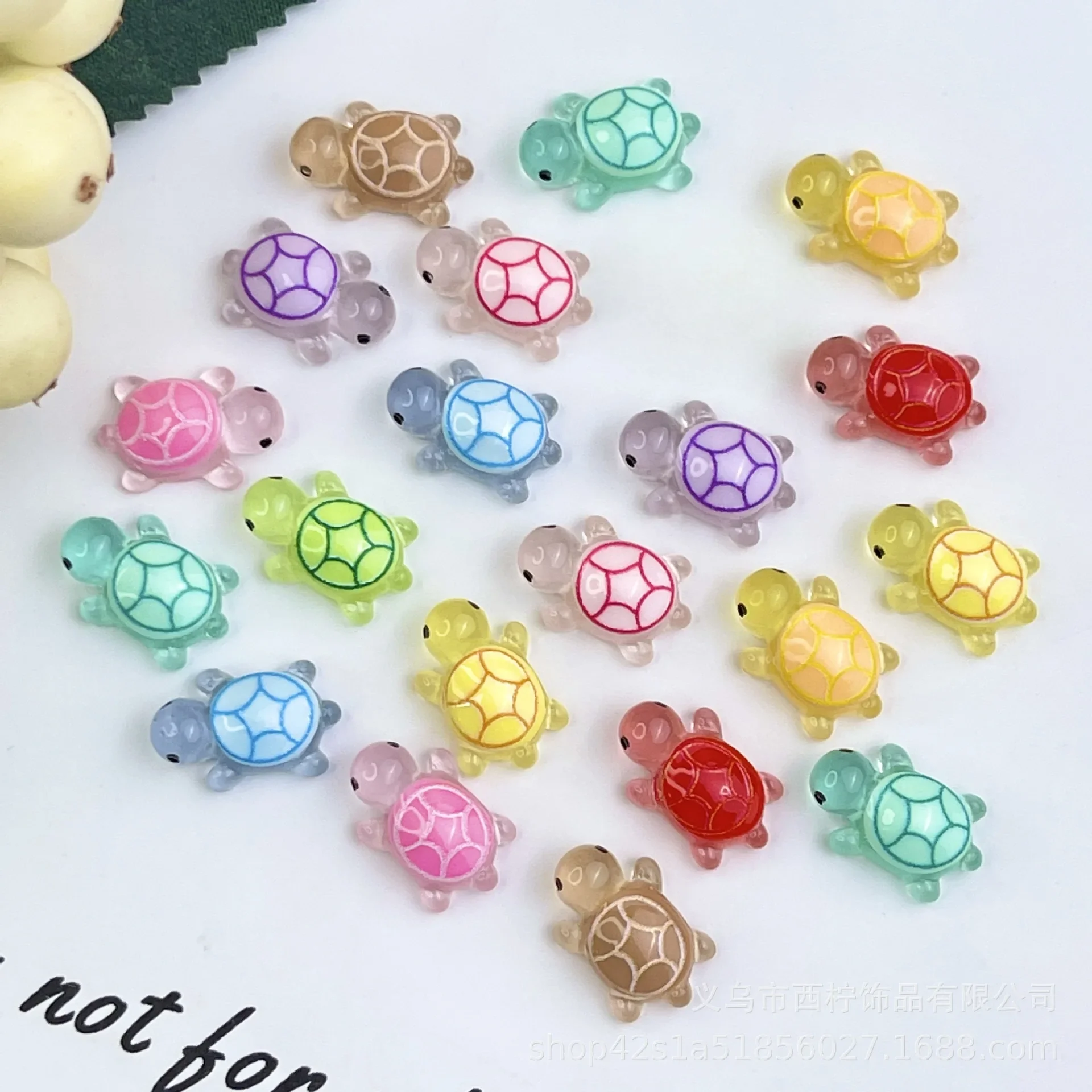 5pcs Sanrio Luminous Turtle Miniature Cartoon Cute Turtle Resin Home Decoration Diy Handmade Crafts Resin Flatback Material