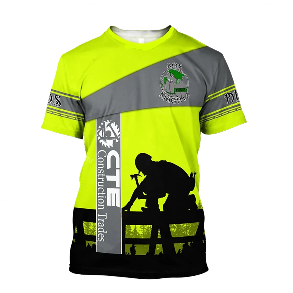 

Carpenter 3d Printed Men's T-Shirt Tops Summer Work Safety Clothing Wood Engineer Uniform Street Wear Crewneck Fashion T-Shirts