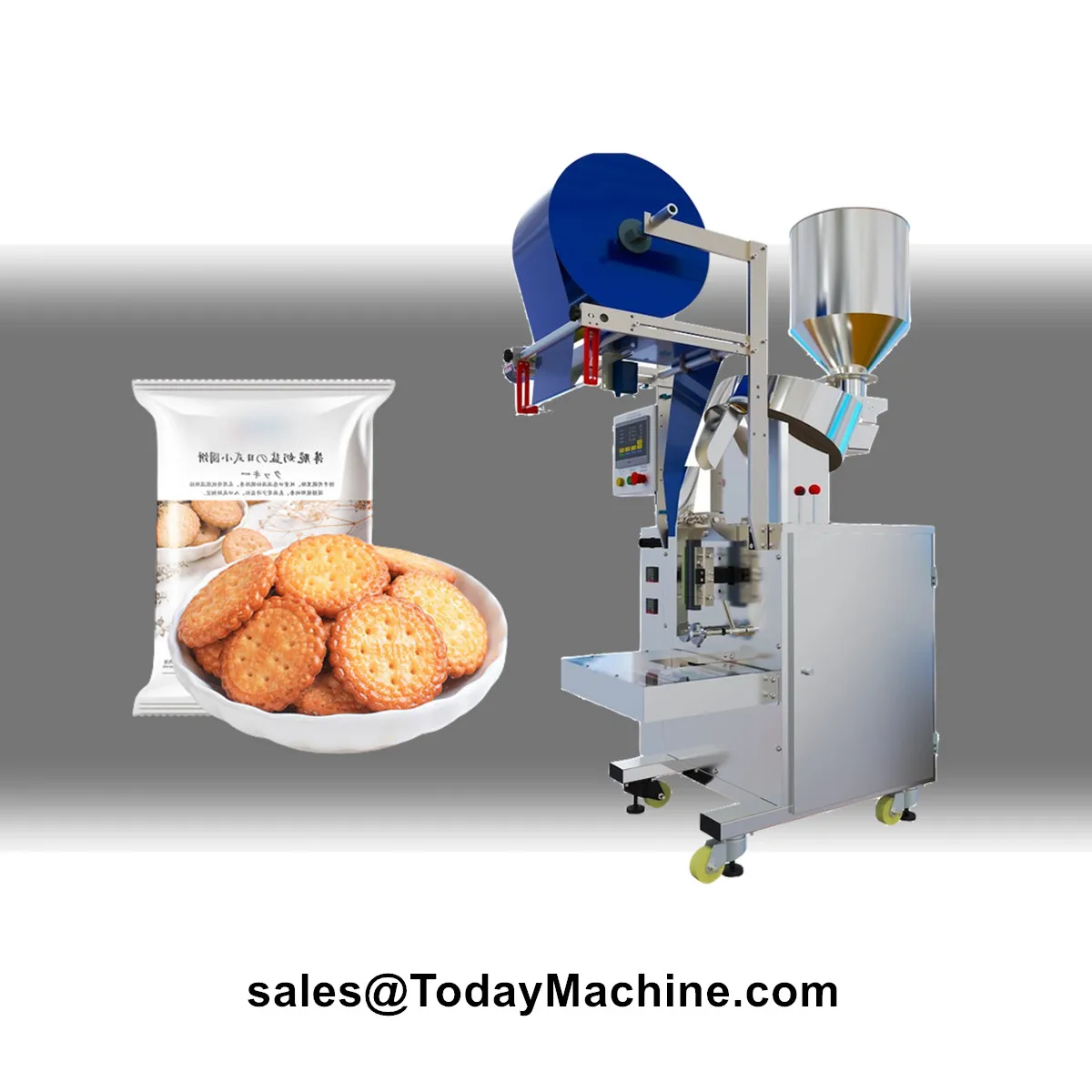 Confezionatrice verticale multifunzionale per riempimento di granuli di caramelle e snack in bustine