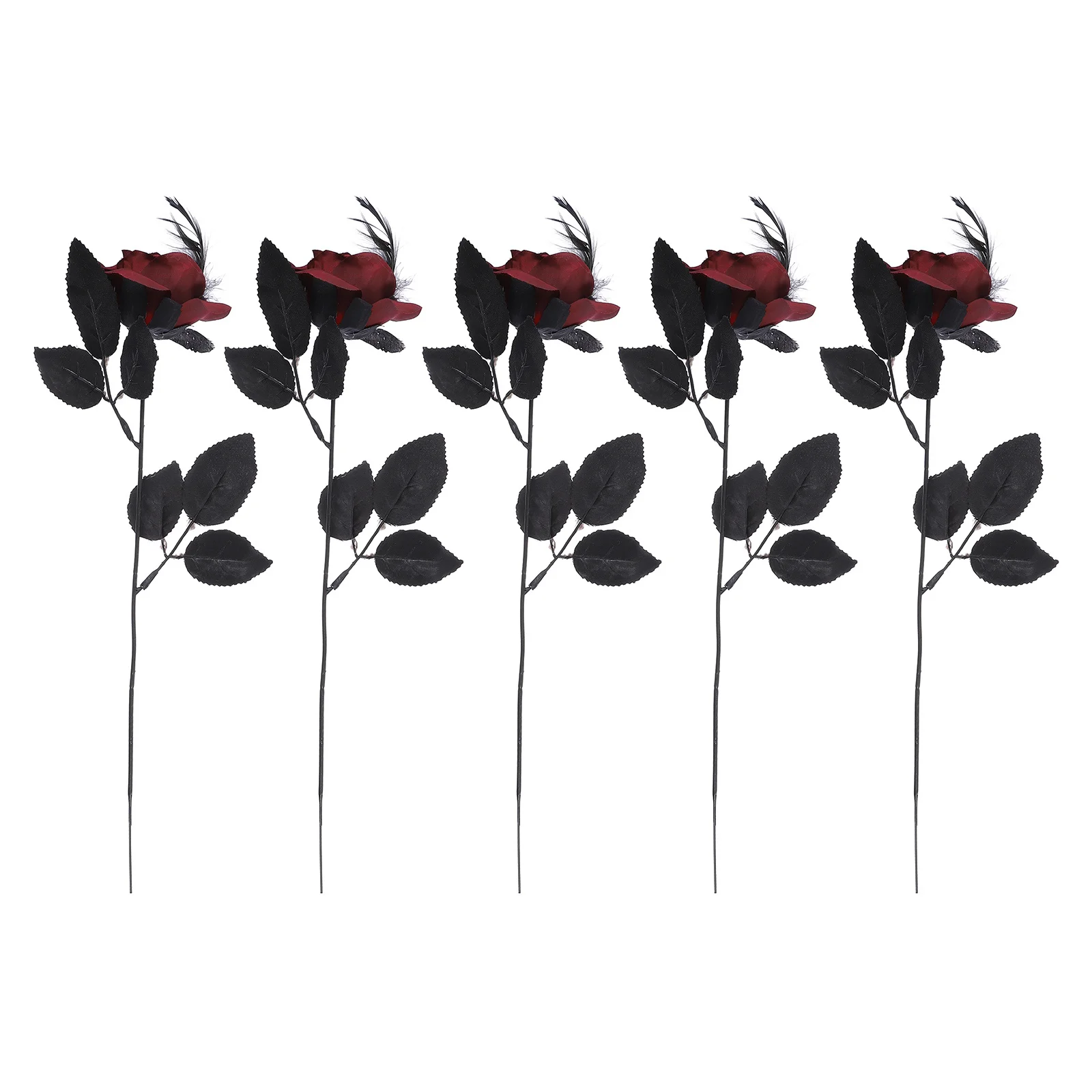 

5Pcs Simulation Rose Flower Decor Props Faux Silk Cloth Roses for Wedding Arrangement Artificial Long Stem Roses Home Party