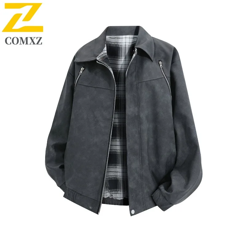 

COMXZ Men Travel Jacket Fashion Solid Color Hiking Comfort Coat Classic Stand Collar Camping Lightweight Autumn Clothing