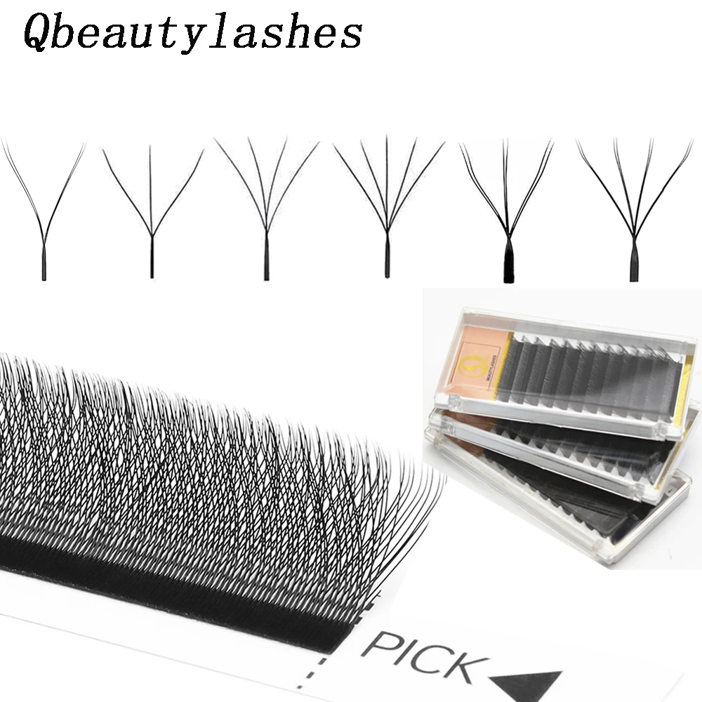 

Qbeautylashes Cílios W Shaped YY 3D 4D 5D 6D 8D Eyelashes Extensions Double Tips 3DW 4DW Premade Volume Fans Individual Lashes