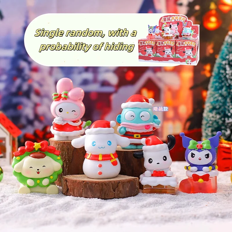 MINISO Cute Christmas Miracle Party Hello Kitty Cinnamoroll Blind Box Surrounding Dolls Decorations Christmas Mystery Gifts