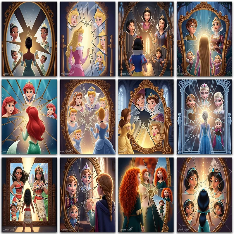 

Disney Princess Diamond Painting Elsa Frozen Little Mermaid Moana Home Decor Full Square&Round mosaic embroidery Cross stitch 5D