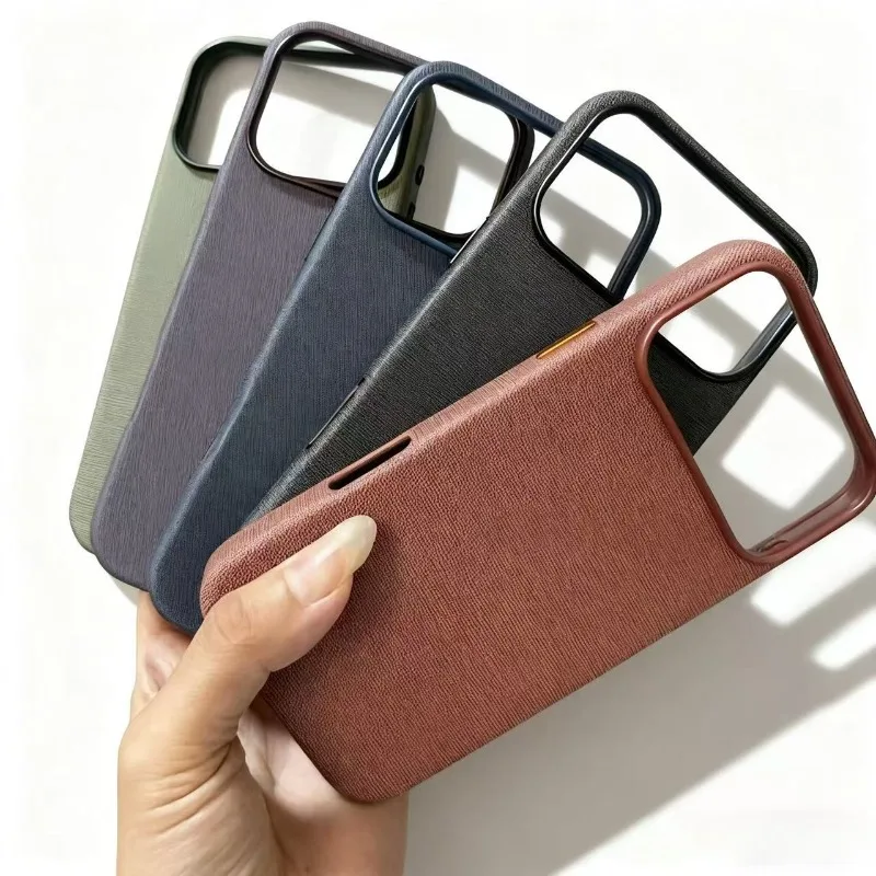 

Тканый льняной текстурированный чехол Trend Tech Nology 2025 года для IPhone 17 Pro Max, беспроводная зарядка Magsafe, крышка кнопки управления без камеры