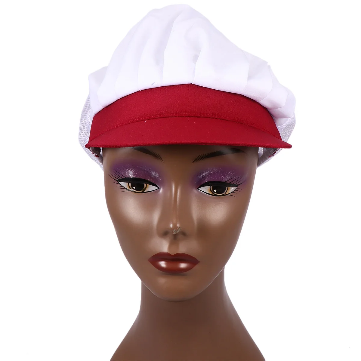 Chef Hat Red Dustproof Breathable Mesh Working Cap Protective Hat for Men Women Food Workshop Mesh Working Cap