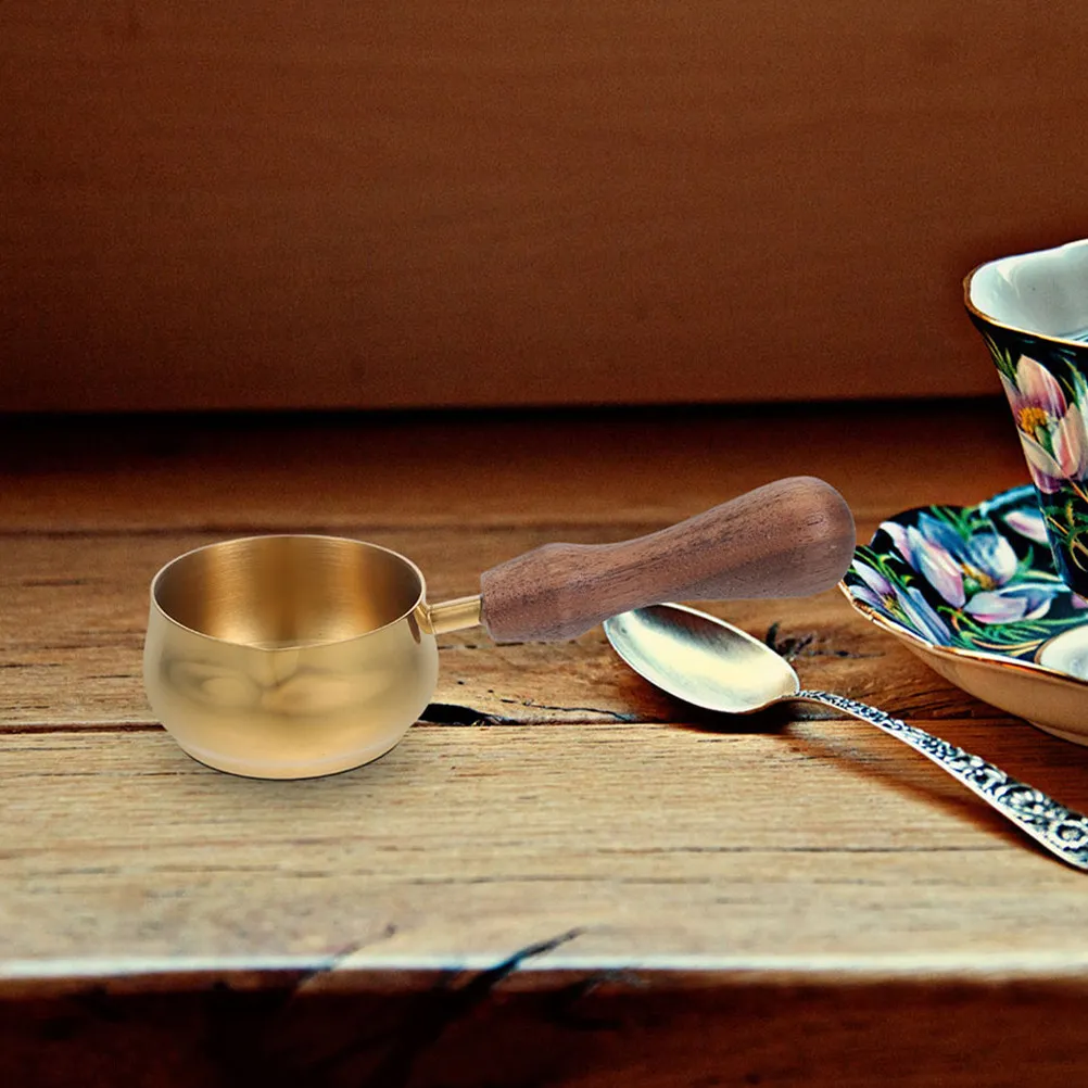 

Stainless Steel Espresso Extraction Cup 110Ml Creative Wood Handle Pour Spout Multifunctional Milk Frothing Mixing Coffee Cup