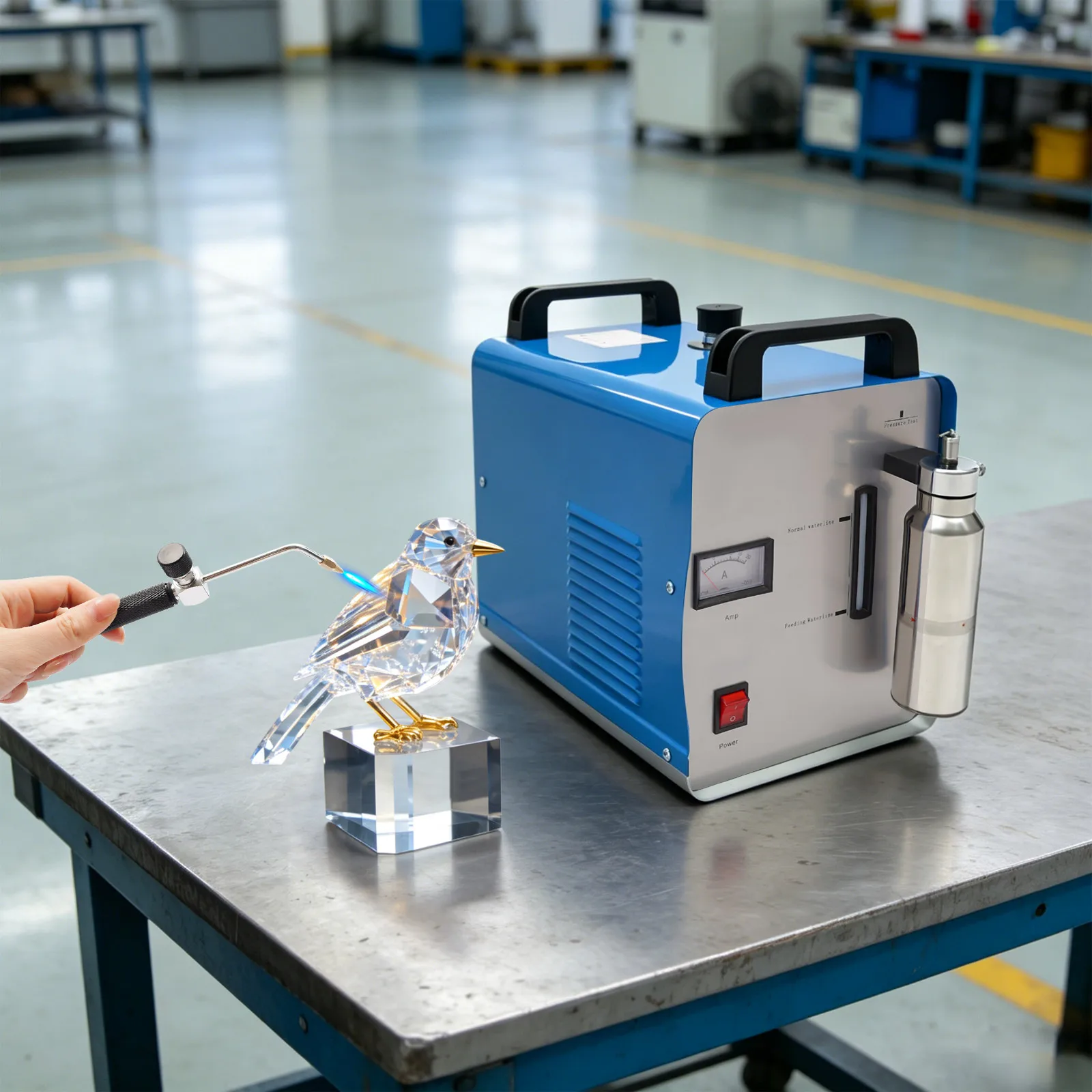 Macchina Professionale per Lucidatura Acrilica a Idrogeno e Ossigeno 220V 75L/H 2800 ℃ Torcia per saldatura H160 per lucidatura bordi in acrilico, saldatura gioielli, trattamento termico dei
