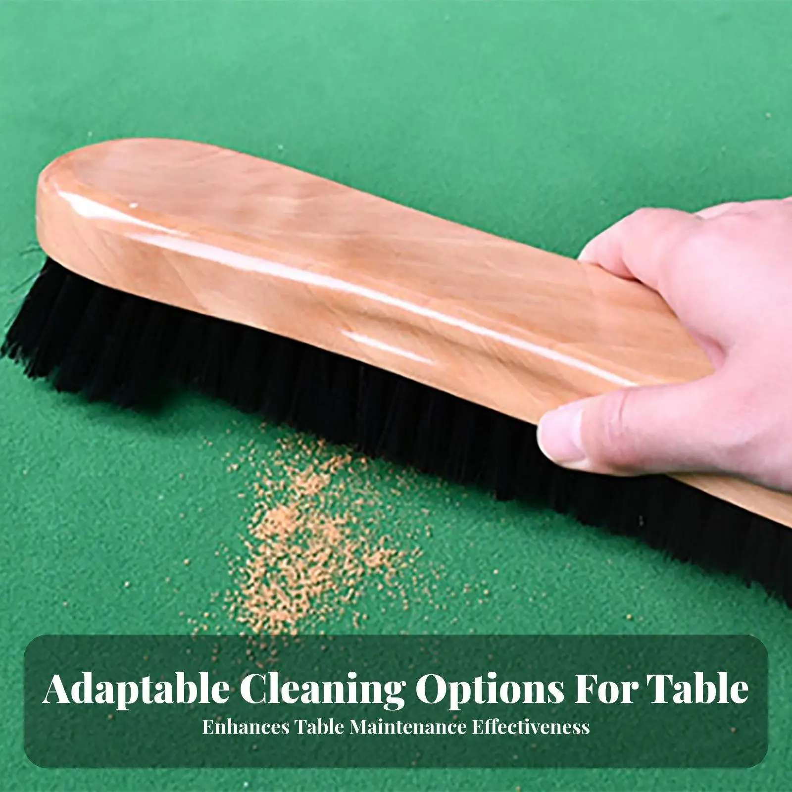Pool Table Brush for Billiard Surface Cleaning Soft Nylon Fibers Gentle on Cloth with Wood Handle for Home Game Room