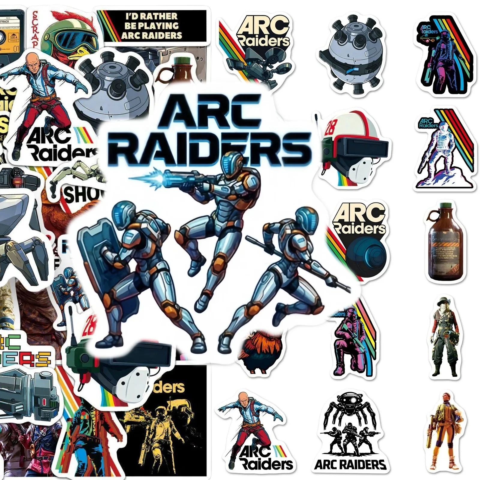 50Pcs Retro Sci-Fi Game Synthetic Paper Waterproof Stickers Character Decals For Water Cup Notebook Laptop Luggage DIY Decors