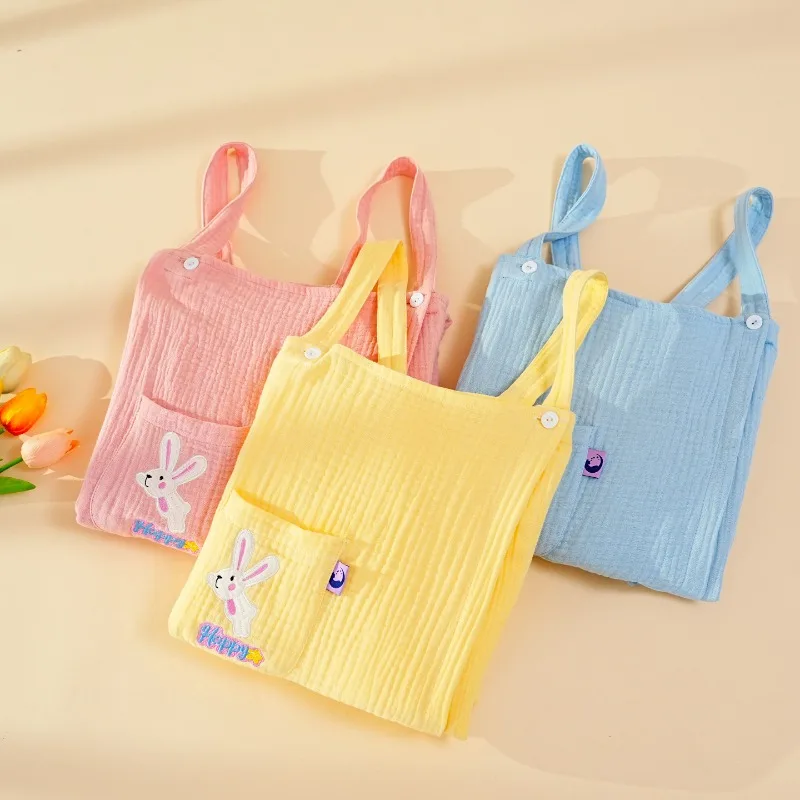 Baby Cloud Soft Class A Three-Layer Cotton Gauze Bunny Suspender Dress: Ultra-Soft, Summer for Home Play / Bathrobe / Sleep