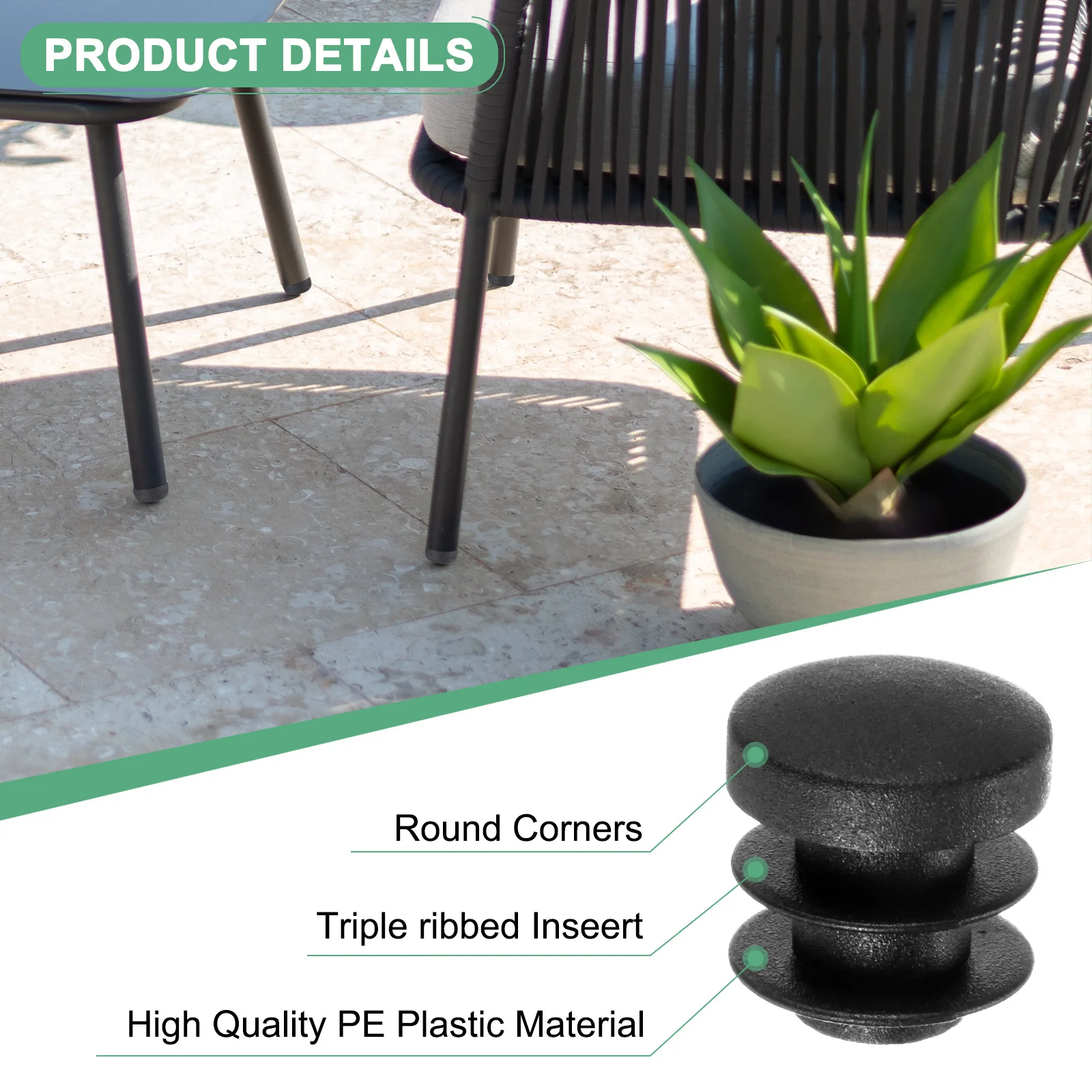 20/30/50/70Pcs Round Plastic Plug Furniture Tube Inserts Non-Slip Foot Pads Sealing Covers Caps Furniture Plugs 14-50mm Black
