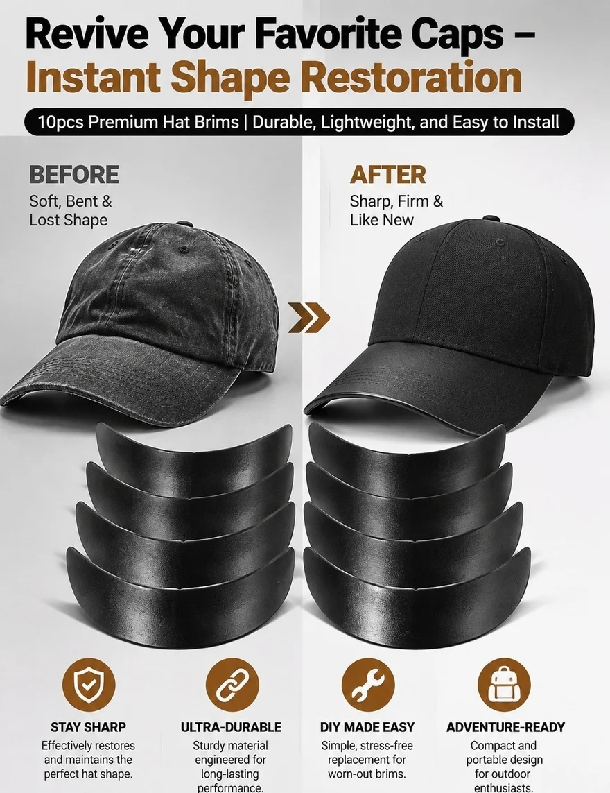 10Pcs 's Hat Accessories Baseball Cap Brims Easy Use Replacement Hat Shaper Inserts Sun Visor Board Baseball Cap Brims