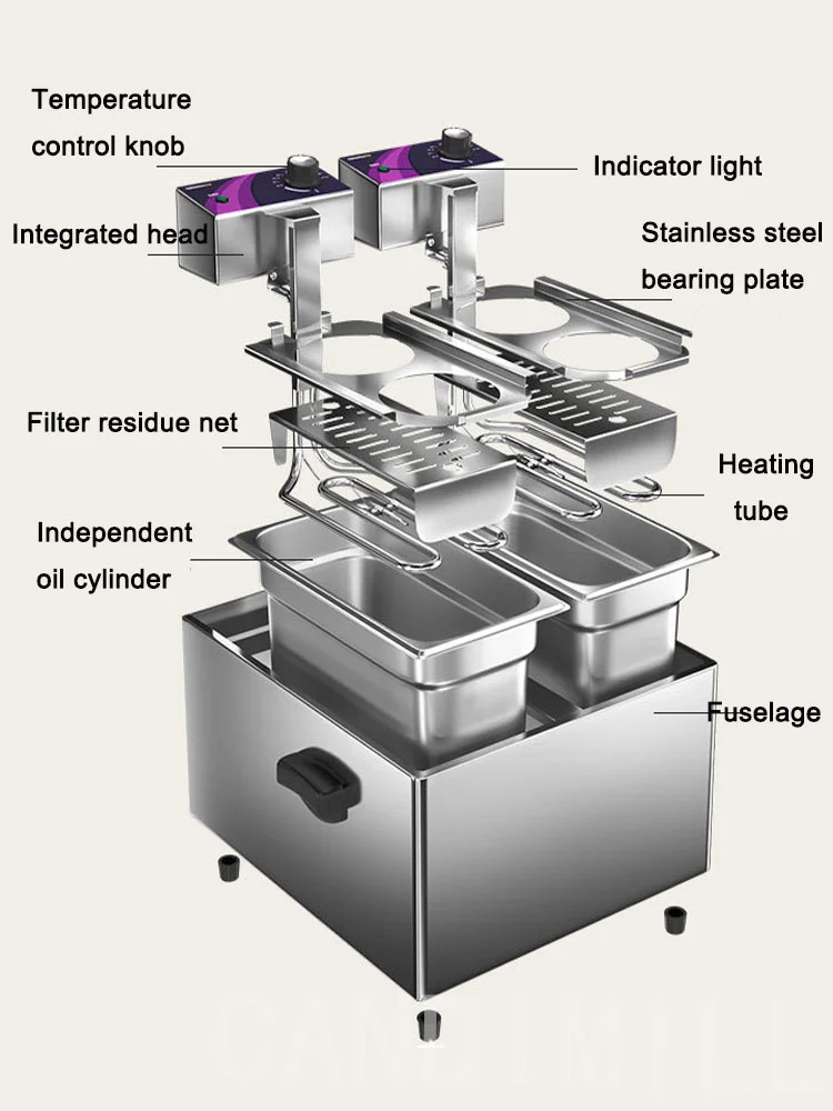業務用電気ストーブマシン,4穴,フィルター付き,温度制御