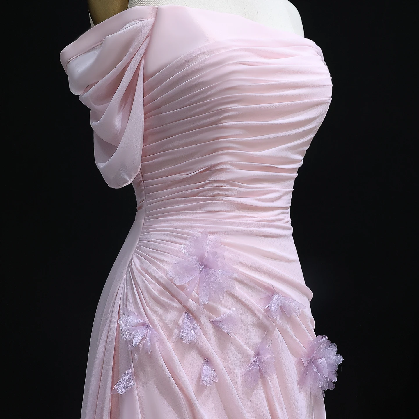 シャロン-ピンクのイブニングドレス,裸の肩,3D花,ウェディングドレス,カスタム,ドバイ,sf313