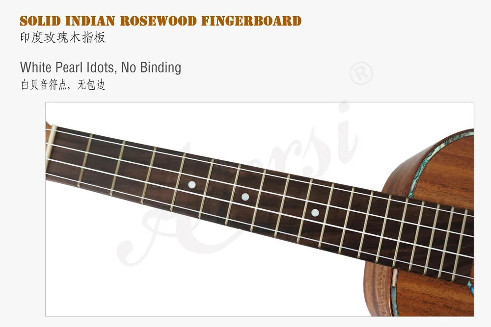 Vollständig aus massivem Koa gefertigte Tenor-Ukulele mit professioneller Abalone-Bindung, handgefertigte Gitarren-Ukulele für professionelle Bühnenauftritte. – Detail 3