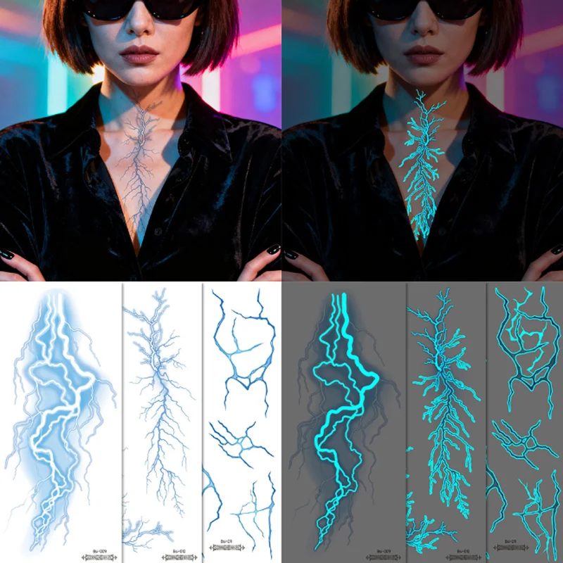 

Имитация сосудистой татуировки наклейки с ночной молнией поддельные татуировки наклейки перенос воды временные татуировки боди-арт татуировки искусство