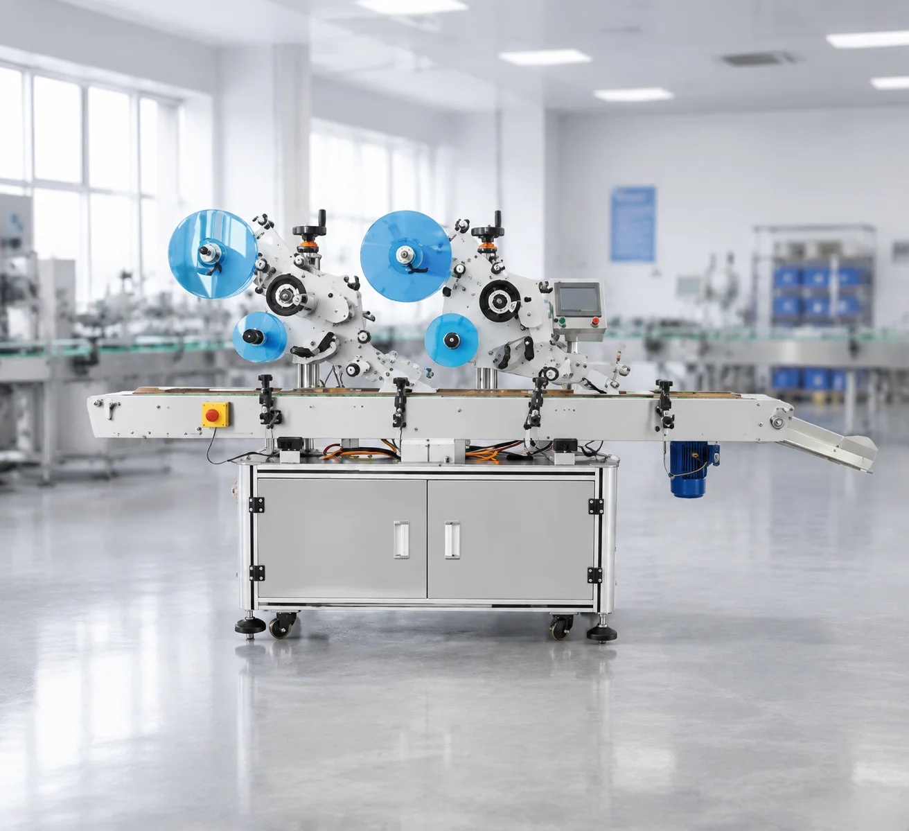 ZONESUN ZS-TB831B Double Heads Automatic Flat Labeling Machine Precision Sticker Labeler for Box Mylar Bag Pouch Card Line