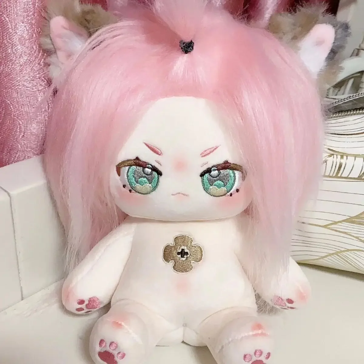 20cm Game Genshin Impact Diona Anime Figures Plush Kawaii Cosplay Doll Body Cartoon Soft Plushies Toys for Children