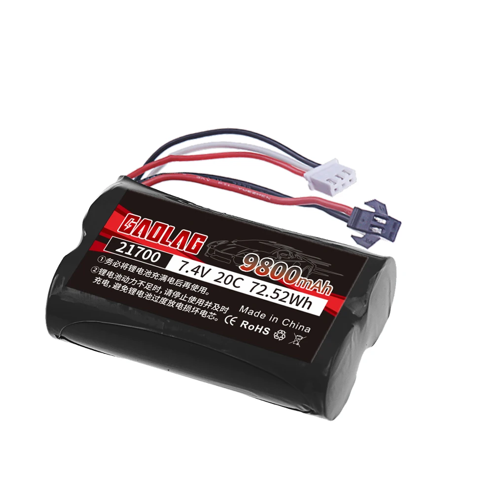 7.4v 9800mAh Li-ion Battery For WPL MN99S, D90, U12A, S033g, Q1, H101 Rc Boats Cars Toys Parts 7.4V 2S 21700 Lithium battery