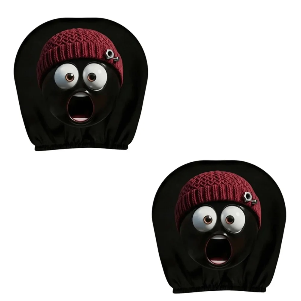 2PCS Cartoon Car Headrest Covers Exaggerated Cool Decorations Car Pillowcase Washable Soft Comfortable Car Seat Headcover
