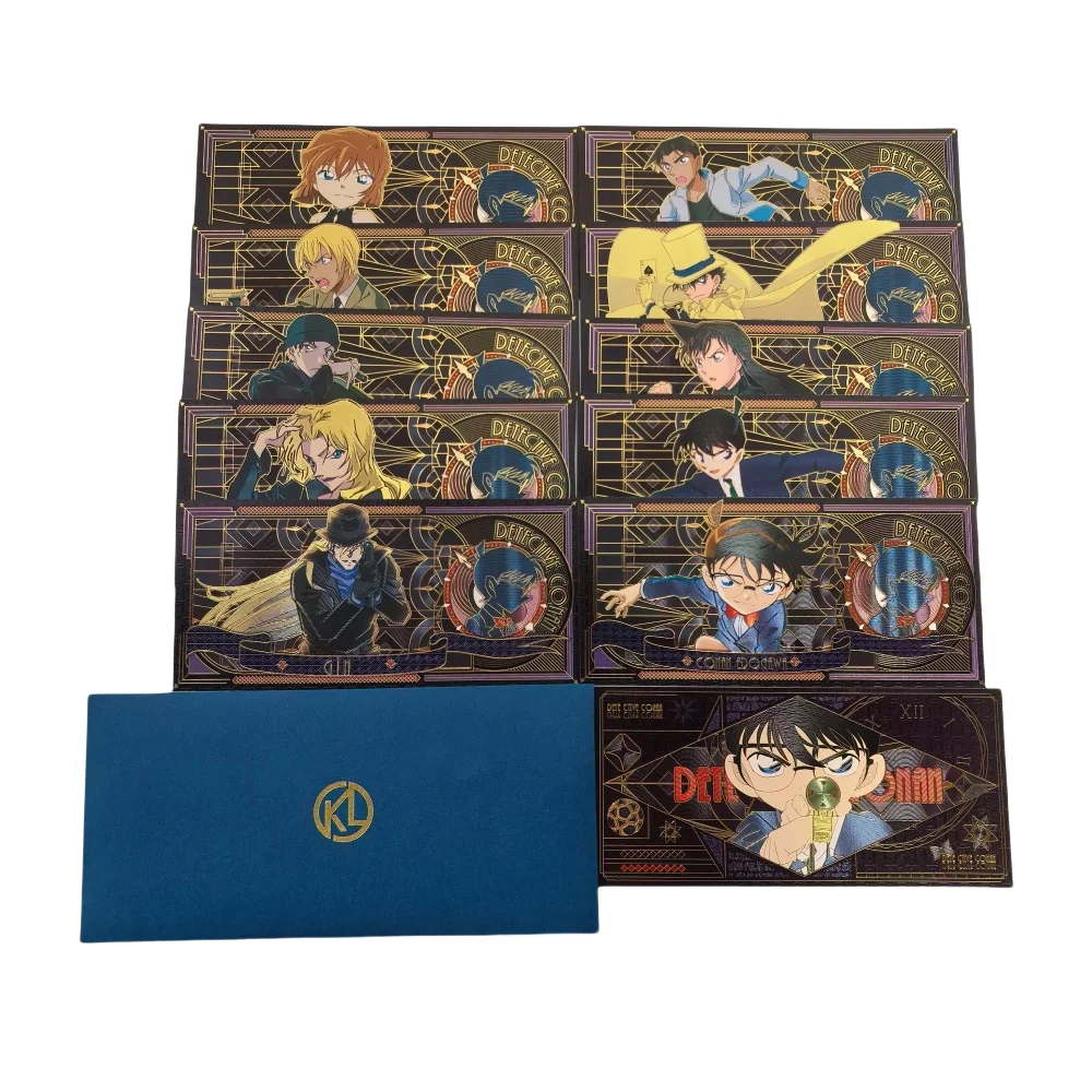 

Japanese Anime Cartoon Detective Conan Black Gold Banknote Anime Conan Kawaii Collection Card Cute Card Kids Toys Gifts