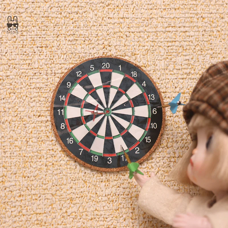 1Set 1:12 Dollhouse Miniature Darts Flying Disk Sports Toy Set Mini Darts Sports Set Model Home Outdoor Scene Accessories